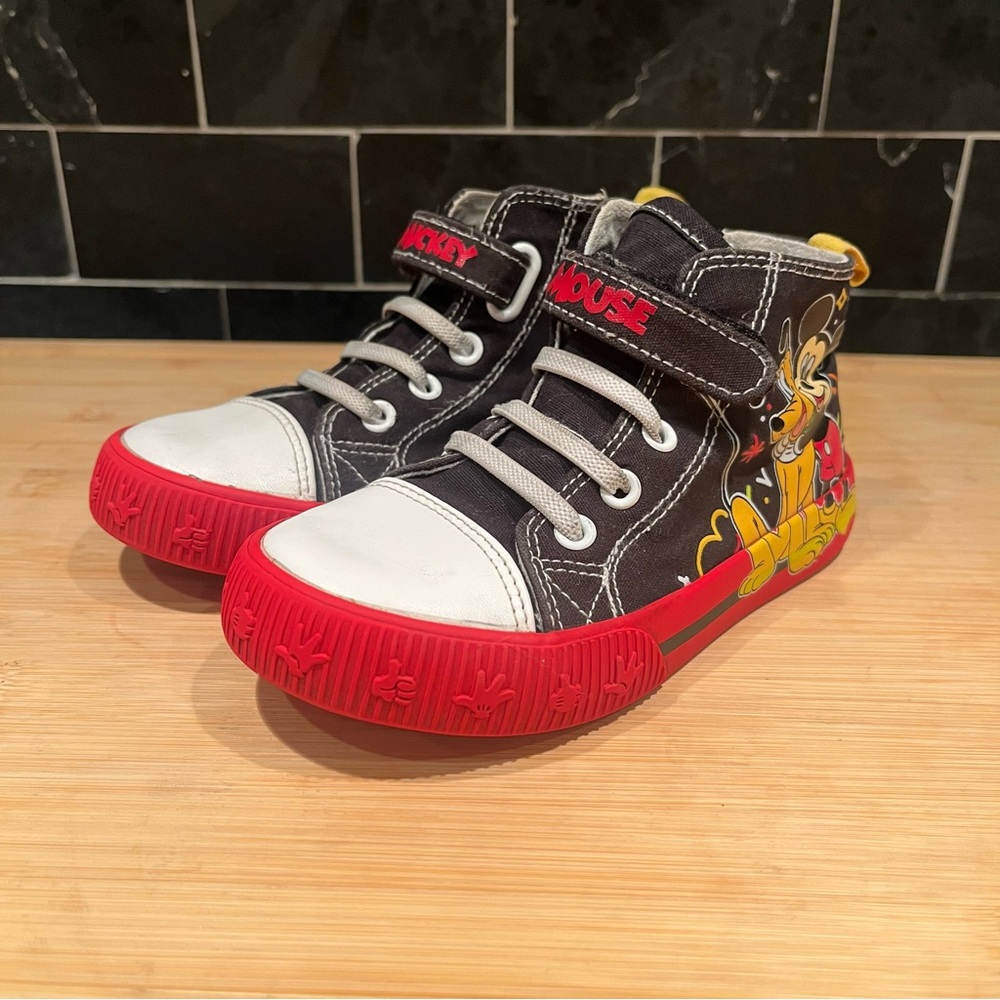 Mickey Mouse Shoes Size 10 Boys Black Hook And Loop Disney Junior New Pluto